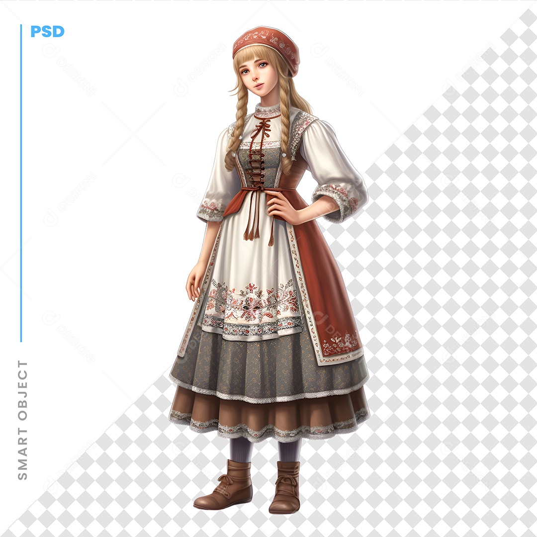 Garota De Roupas Personagem 3D Para Composição PSD