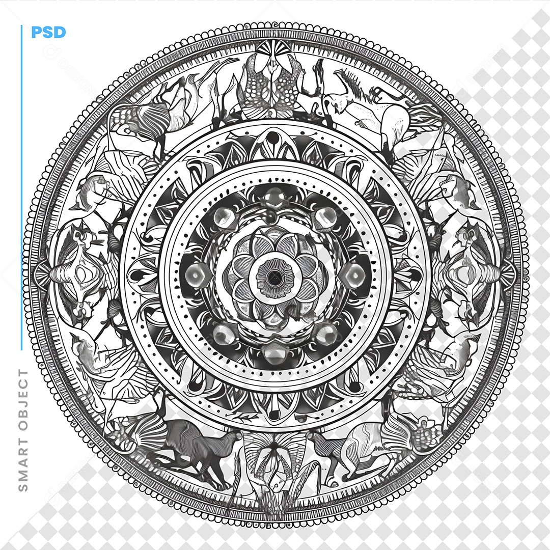 Mandala Decorativa Branco Ilustrações Desenhadas à Mão PSD