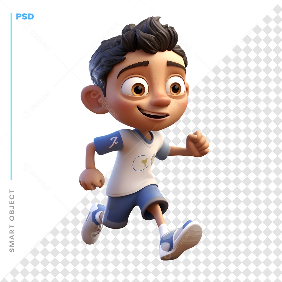 Garoto Correndo Personagem 3D Para Composição PSD