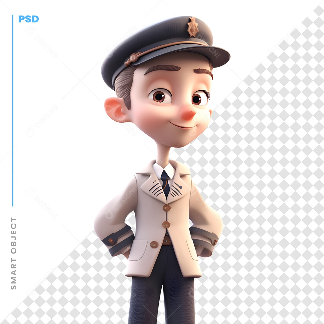 Policial Personagem 3D Para Composição PSD