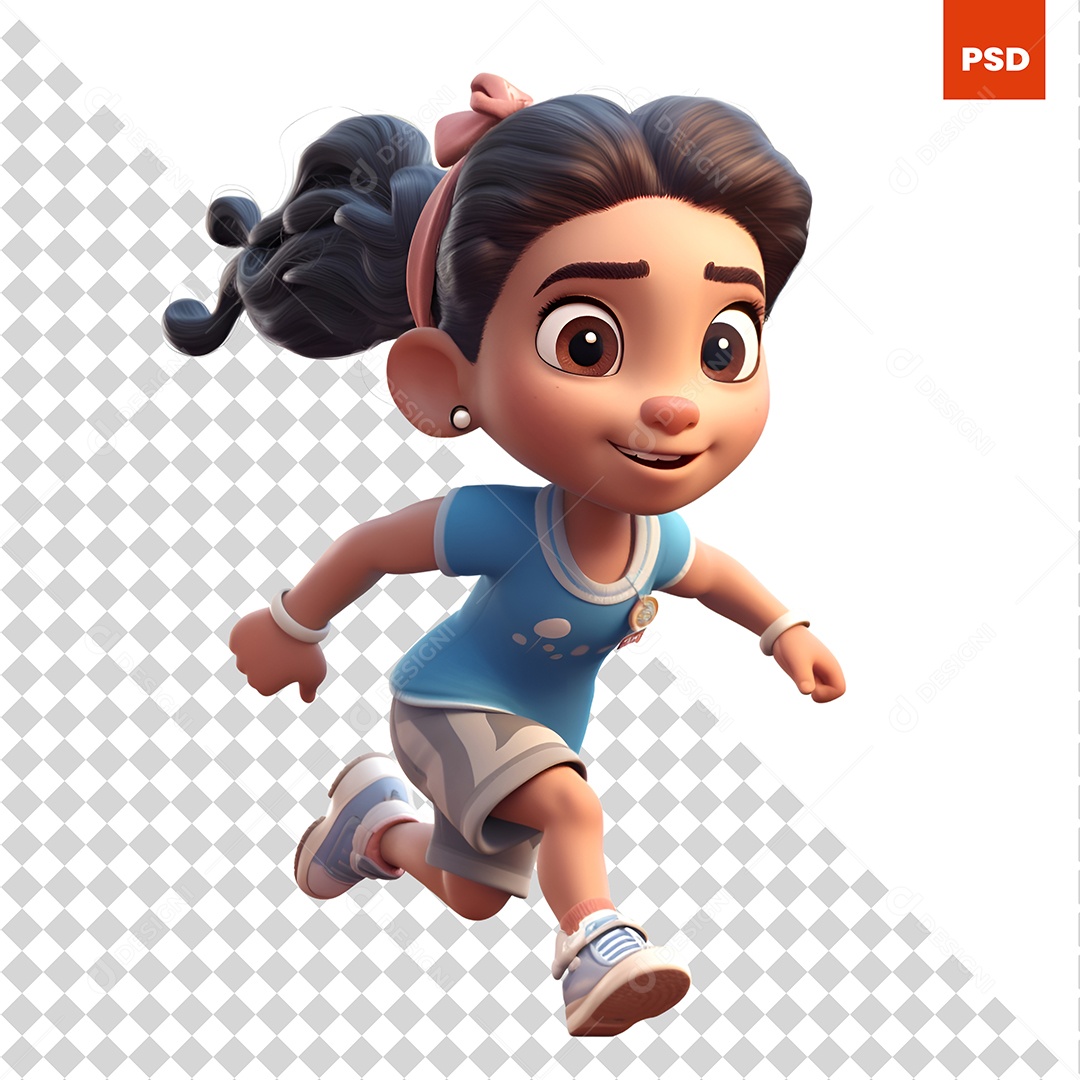 Garota Correndo Personagem 3D Para Composição PSD