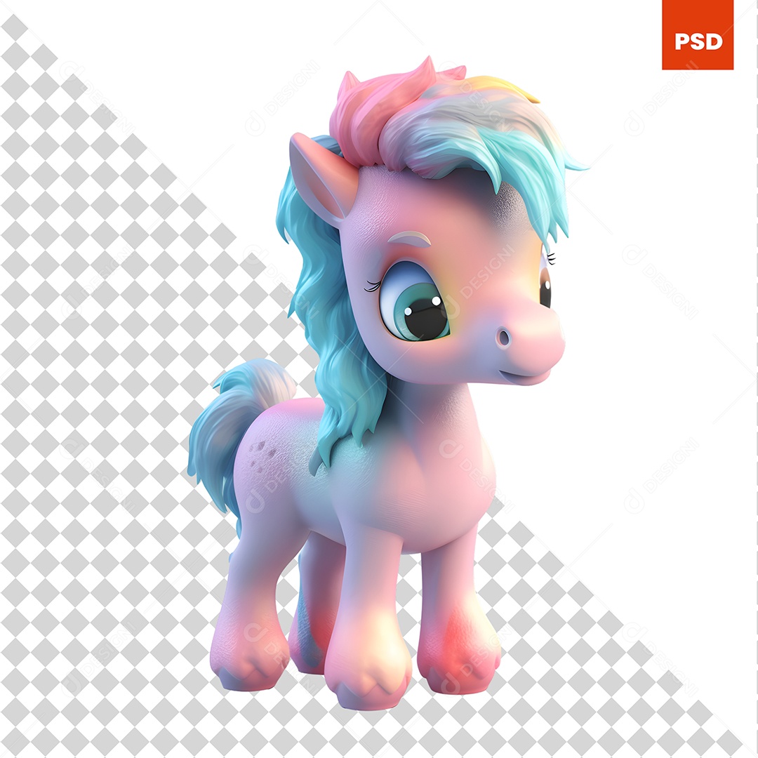 Unicórnio Personagem 3D Para Composição PSD