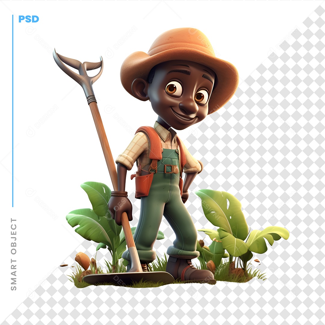 Agricultor Personagem 3D Para Composição PSD