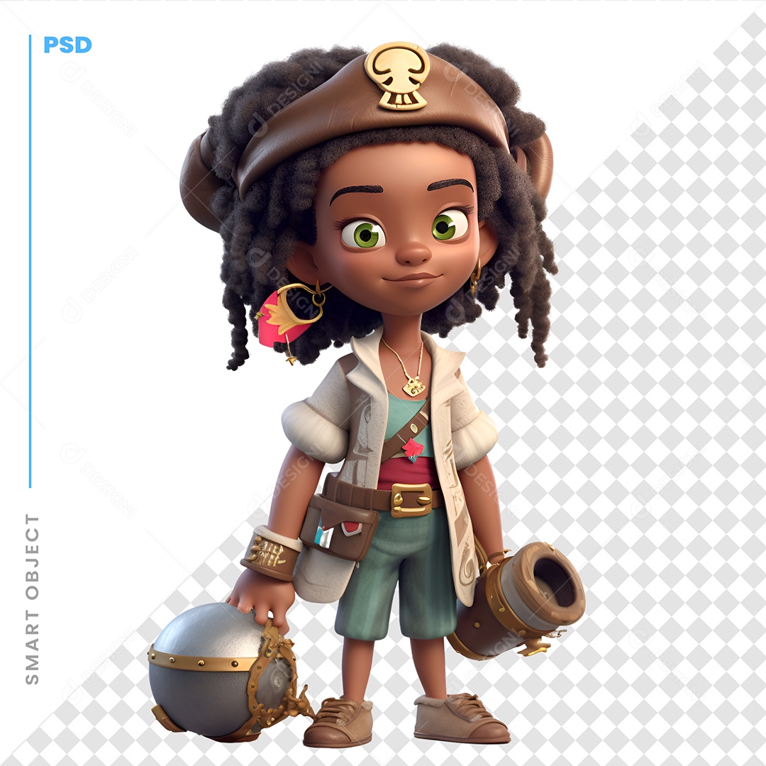 Garota Pirata Personagem 3D Para Composição PSD