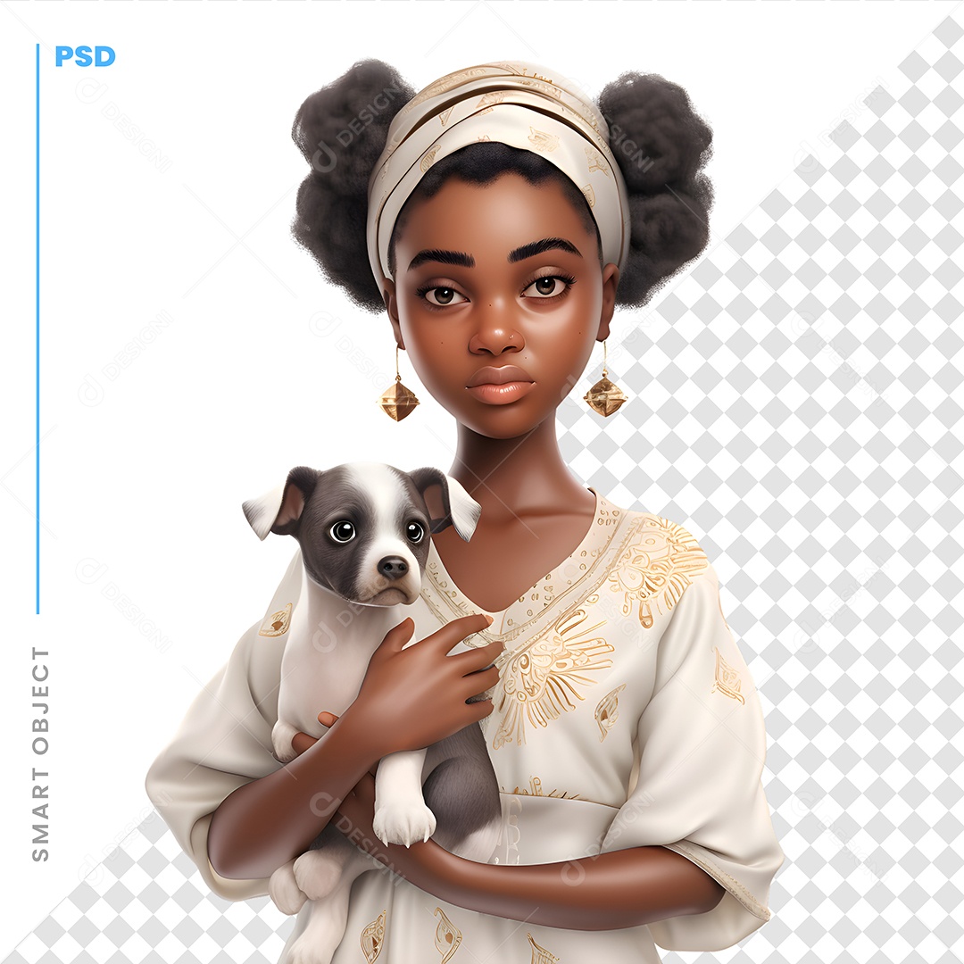 Garota Segurando Uma Cachorro Personagem 3D Para Composição PSD