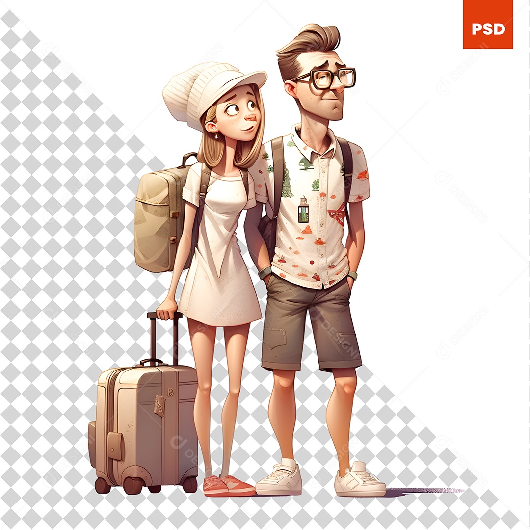 Casal Personagem 3D Para Composição PSD