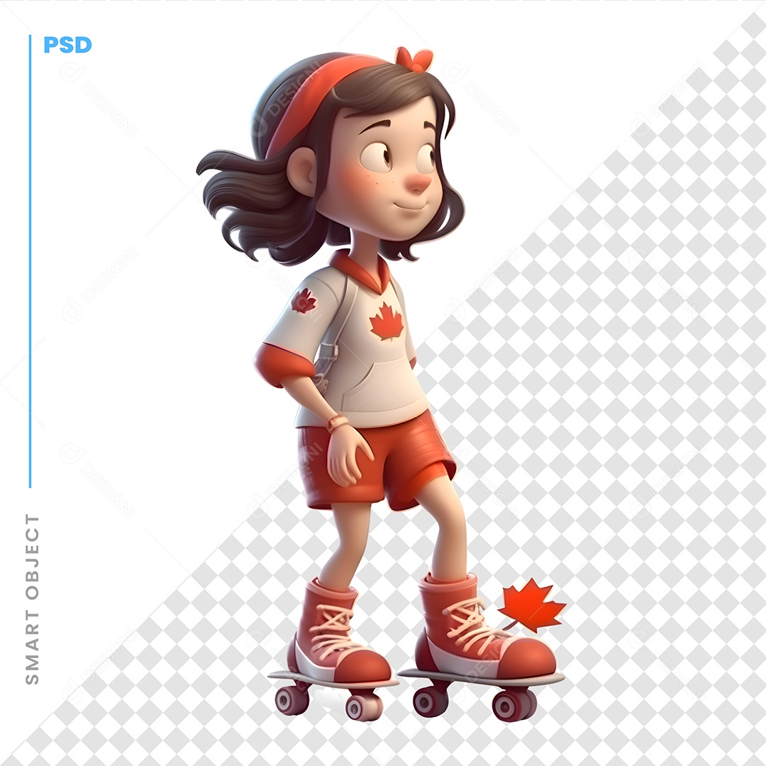 Garota Com Roupas Do Canada Personagem 3D Para Composição PSD