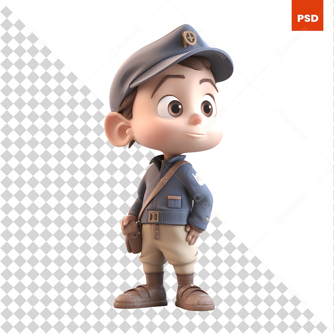 Carteiro Personagem 3D Para Composição PSD