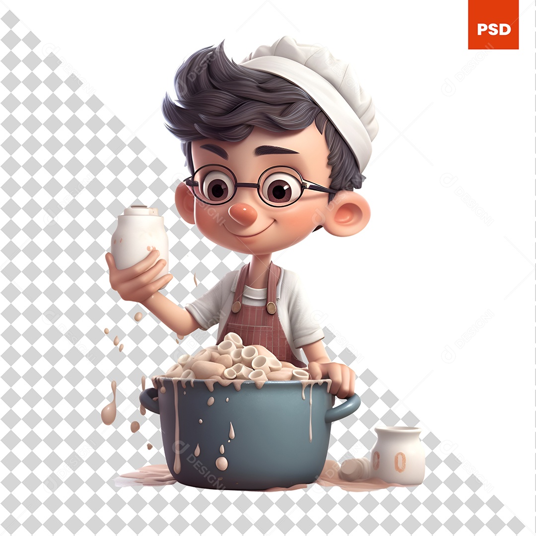 Cozinheiro Personagem 3D Para Composição PSD