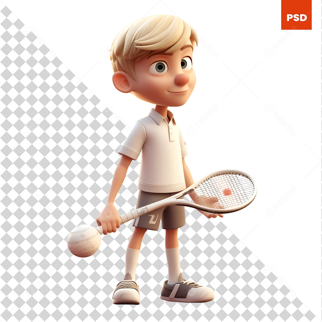 Tenista Personagem 3D Para Composição PSD