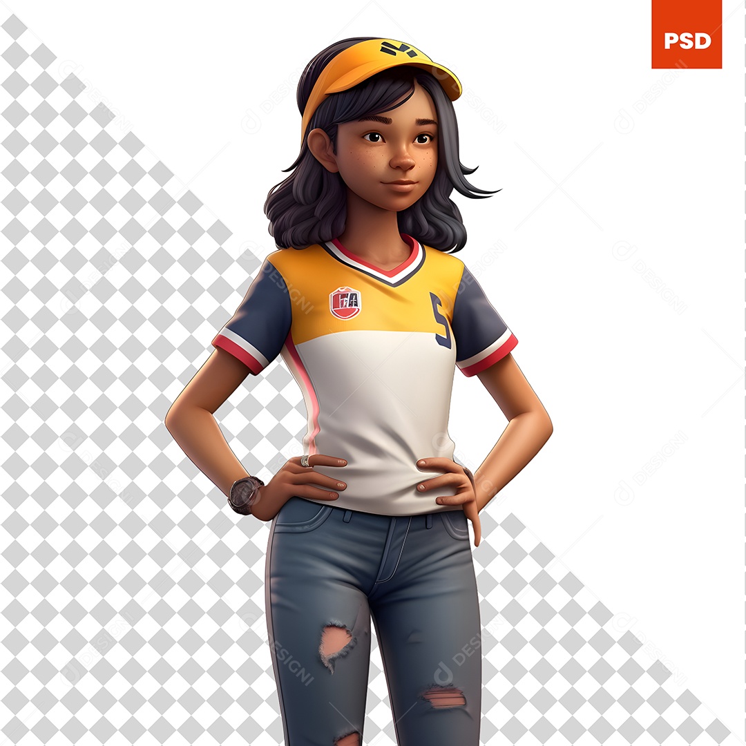 Garota Personagem 3D Para Composição PSD
