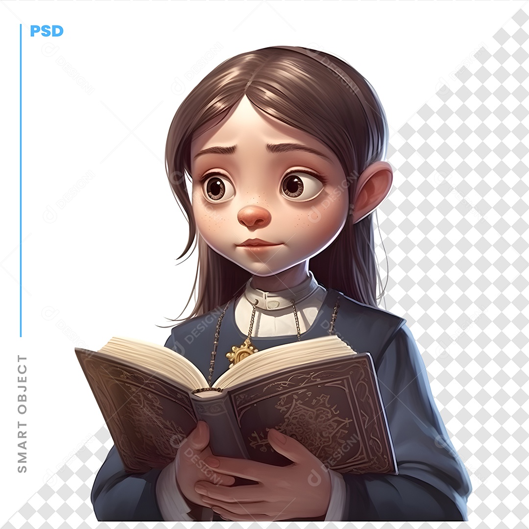 Menina Segurando Um Livro Personagem 3D Para Composição PSD