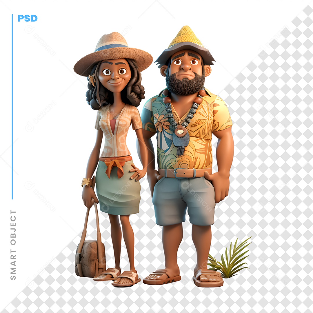 Casal Personagem 3D Para Composição PSD