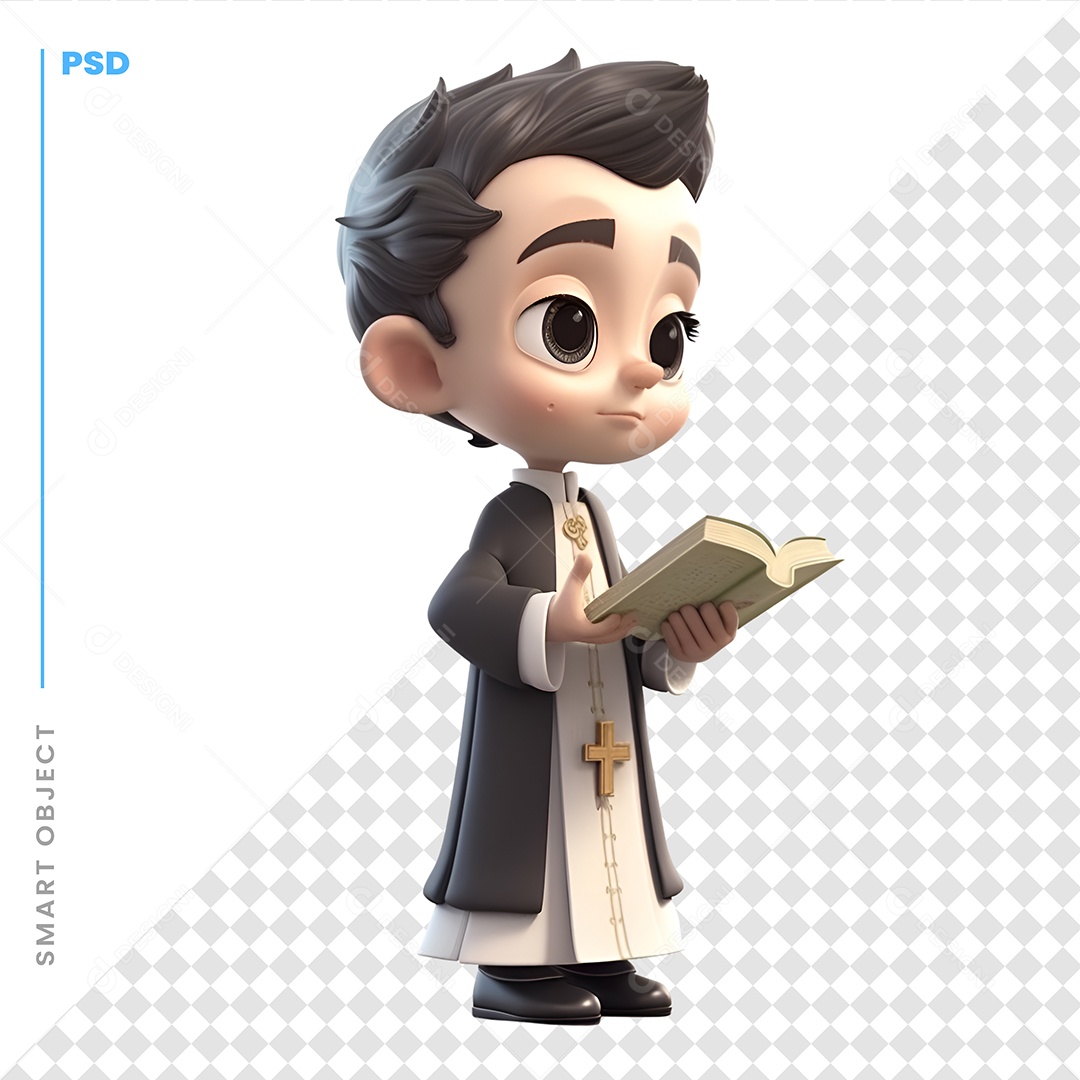 Padre Personagem 3D Para Composição PSD