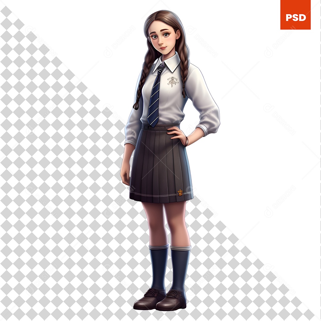 Garota Personagem 3D Para Composição PSD