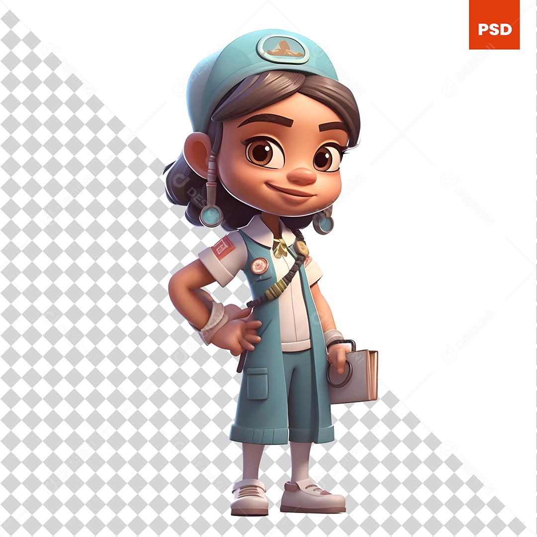 Garota Personagem 3D Para Composição PSD