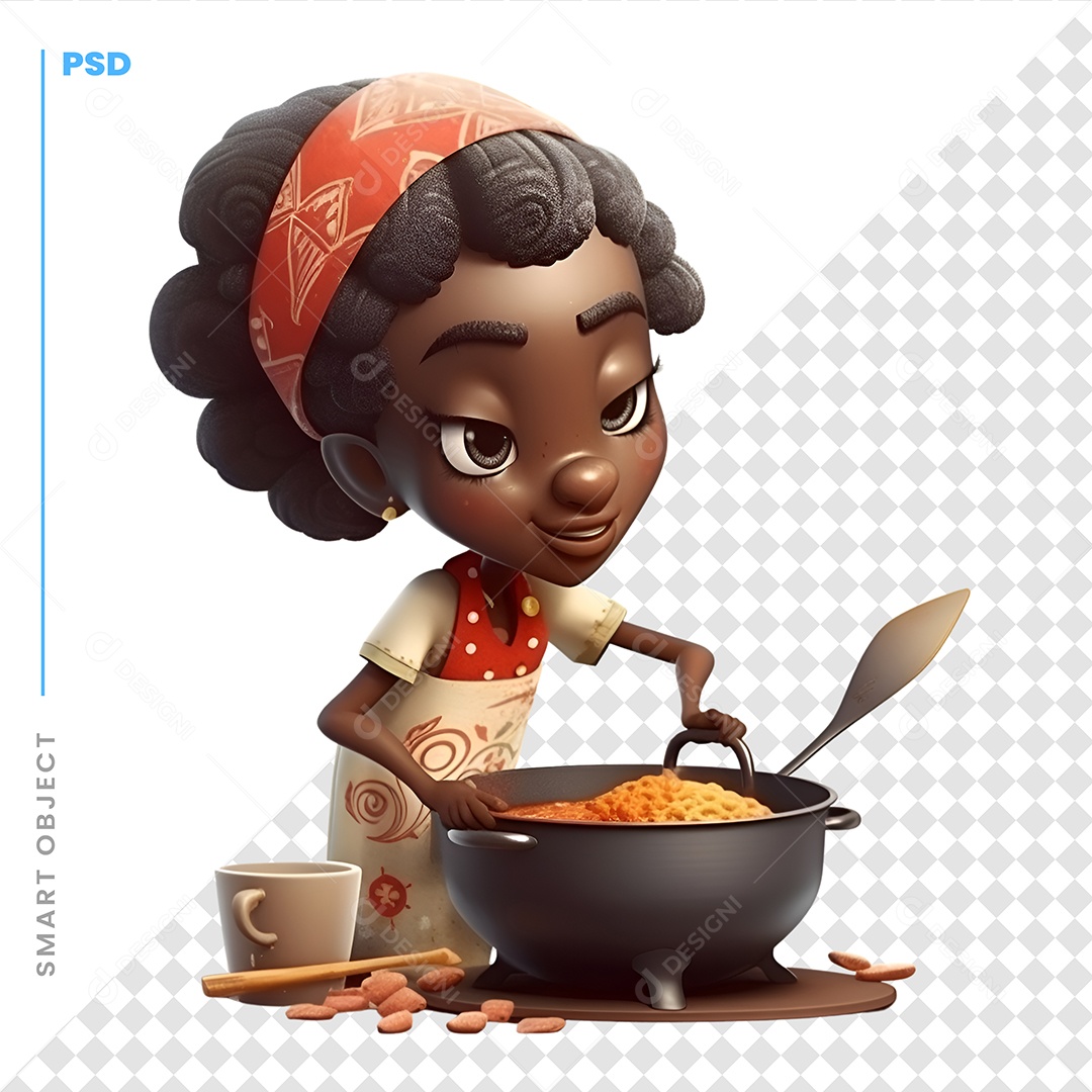 Garota Cozinhado Personagem 3D Para Composição PSD
