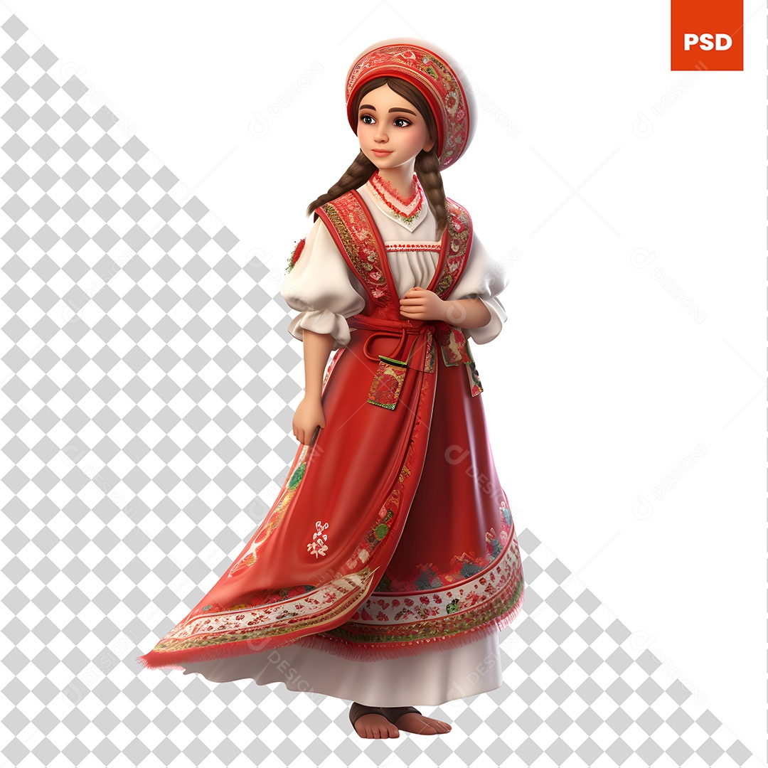 Garota Russa Personagem 3D Para Composição PSD