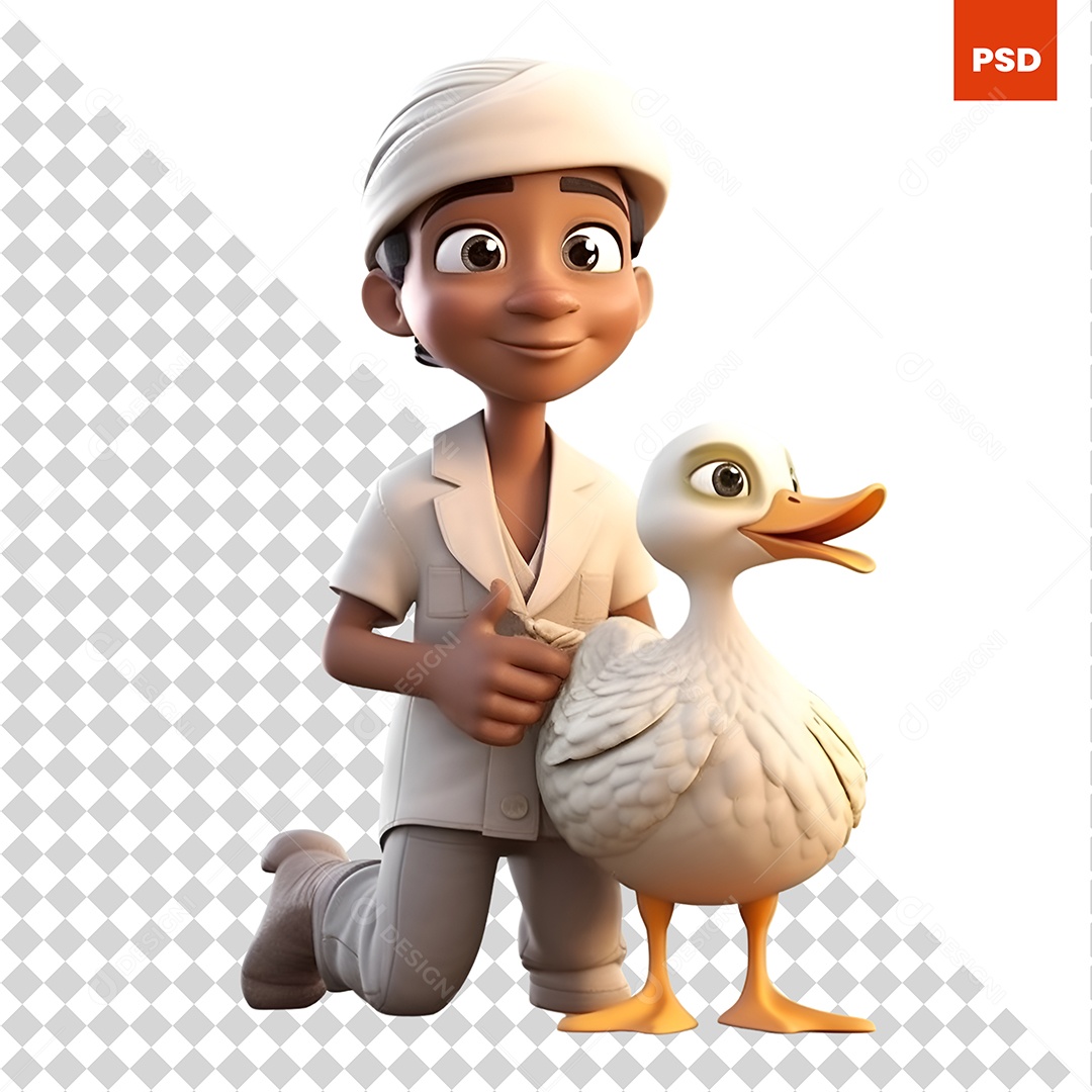 Personagem 3D Com Um Pato Para Composição PSD