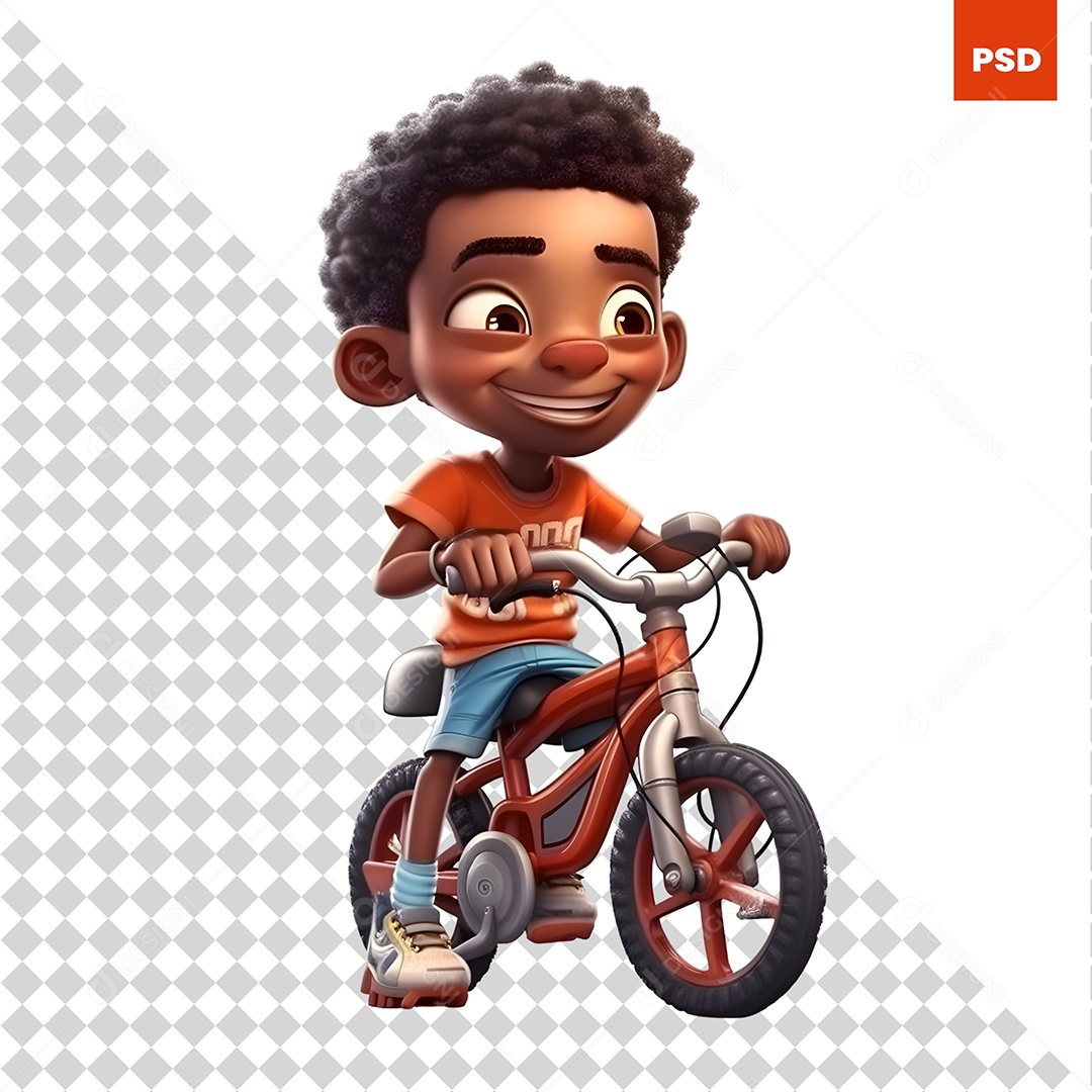 Garoto Andando De Bicicleta Personagem 3D Para Composição PSD