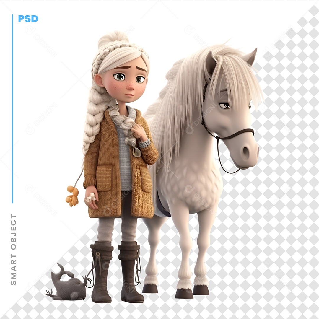 Garota De Cavalo Personagem 3D Para Composição PSD