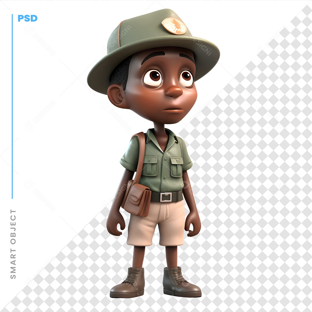 Quadra Florestal Personagem 3D Para Composição PSD