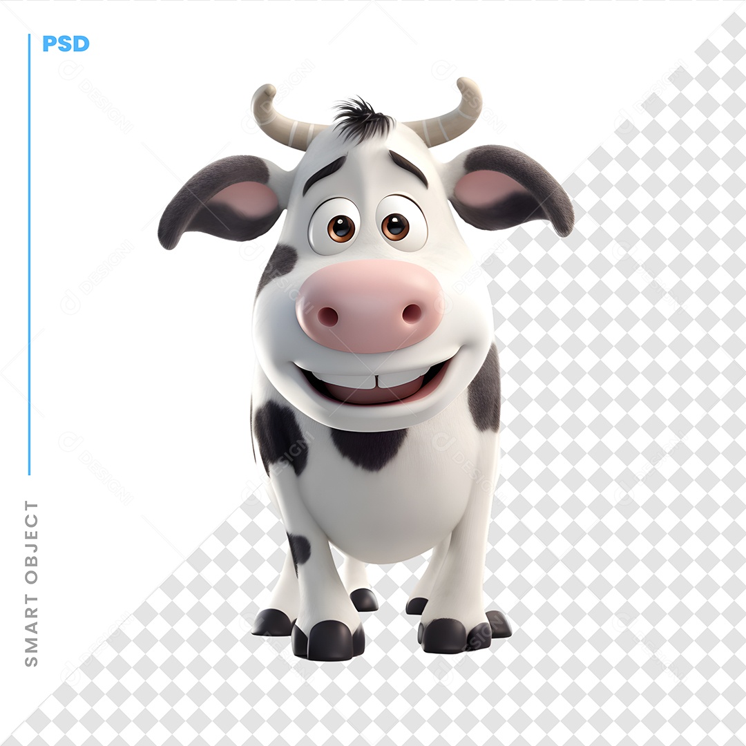 Vaca Personagem 3D Para Composição PSD