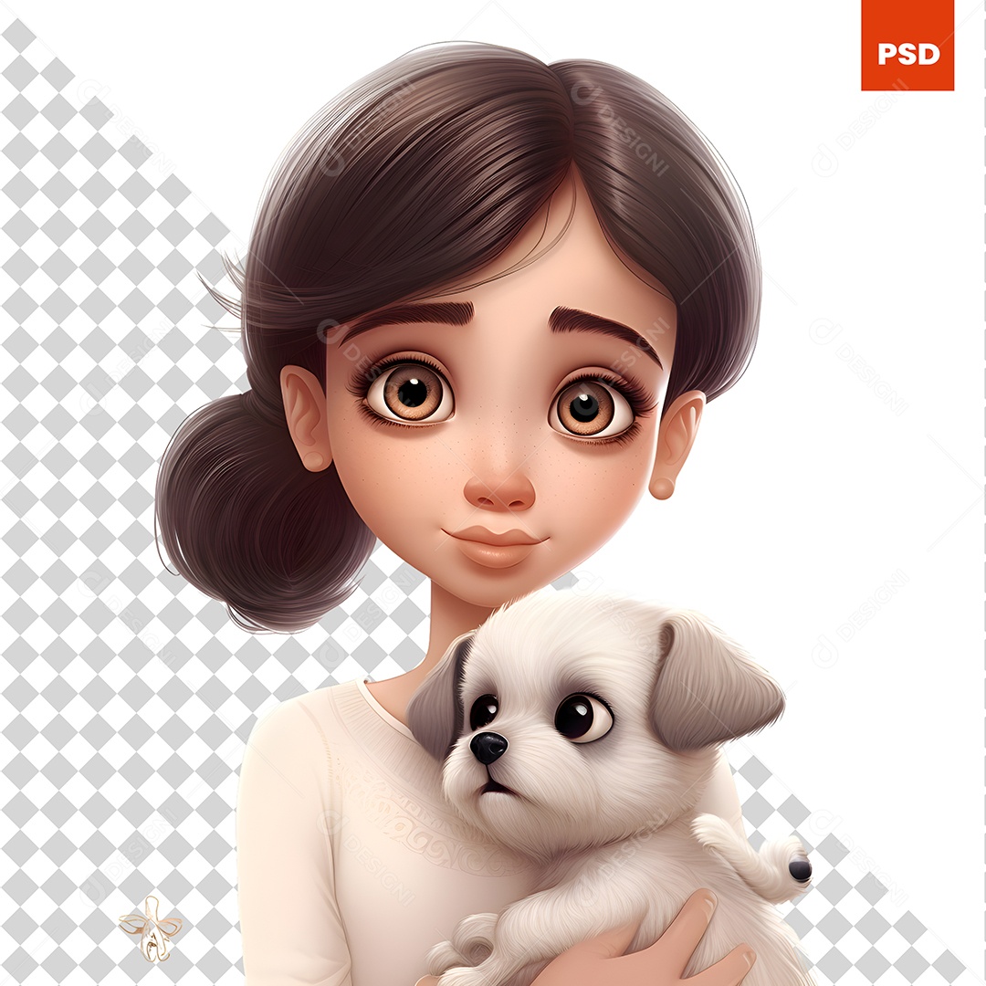 Garoto Com Um Cachorro Personagem 3D Para Composição PSD