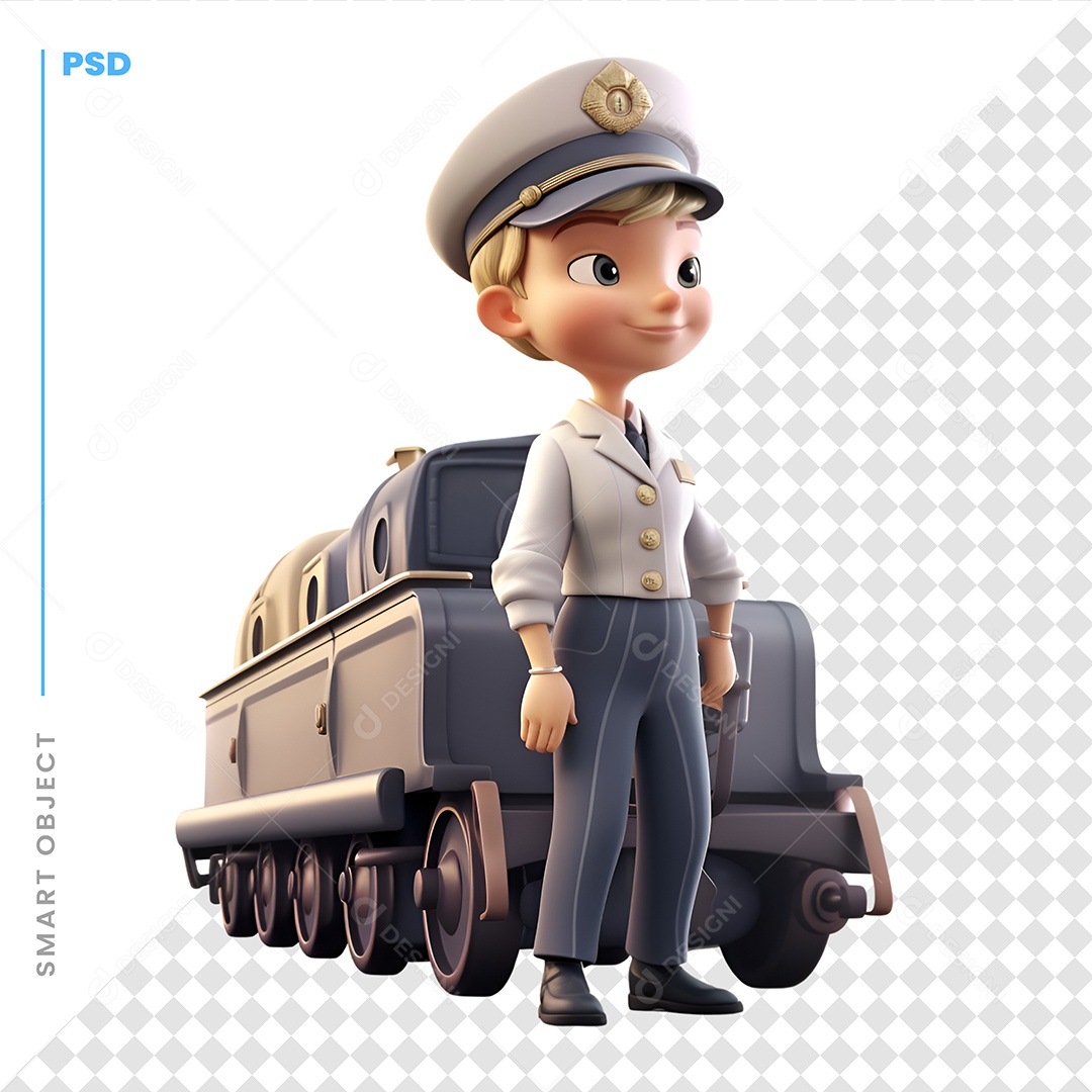 Maquinista Personagem 3D Para Composição PSD