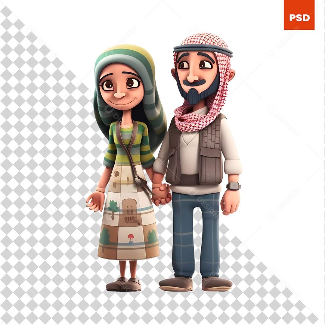 Casal  Personagem 3D Para Composição PSD