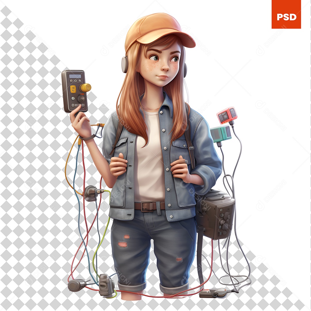 Garoa Eletricista Personagem 3D Para Composição PSD