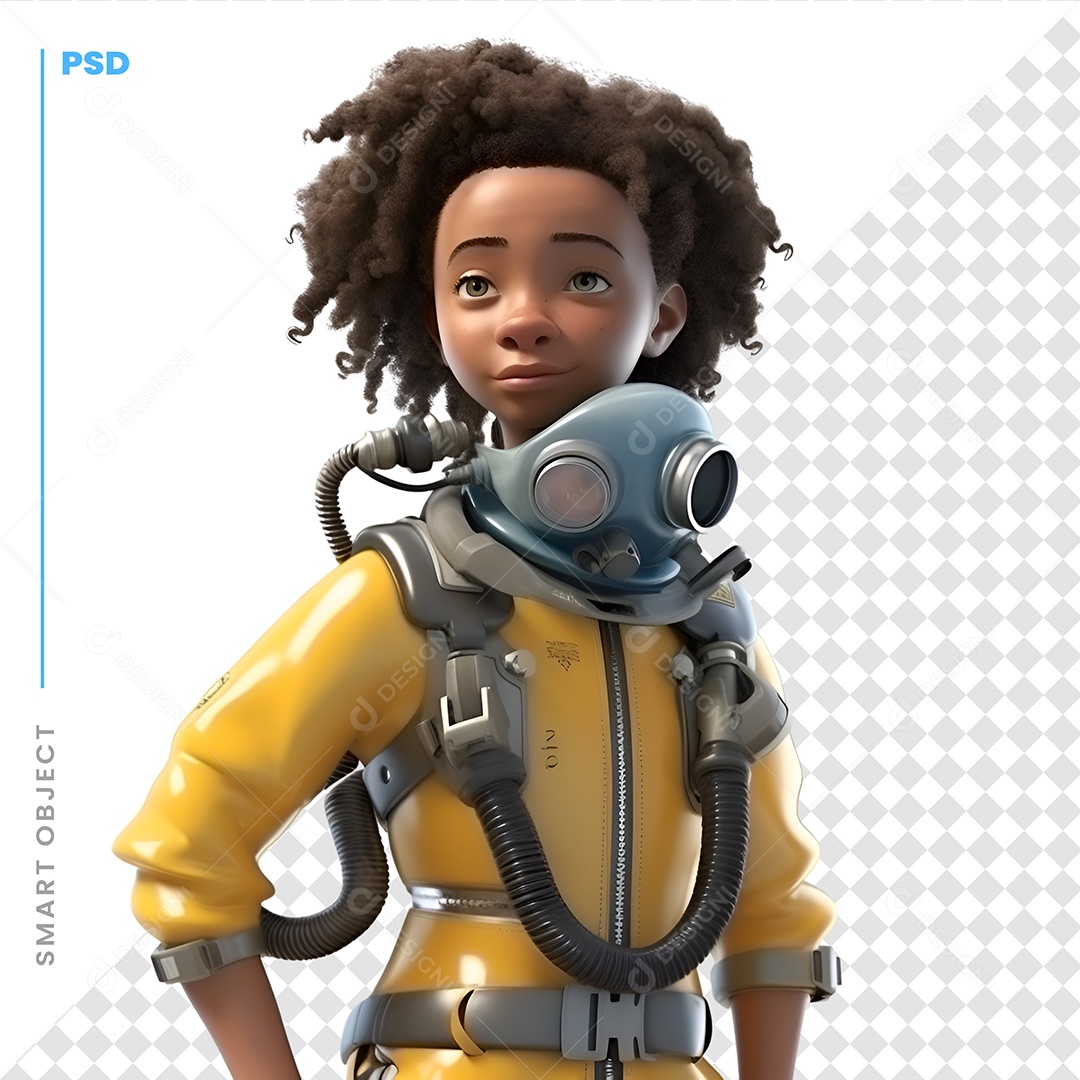 Mulher Astronauta Personagem 3D Para Composição PSD