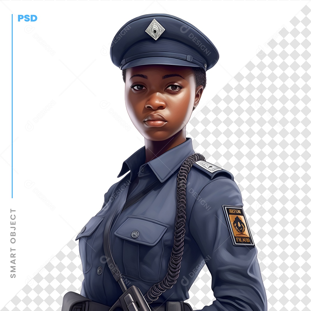 Mulher Policial Personagem 3D Para Composição PSD