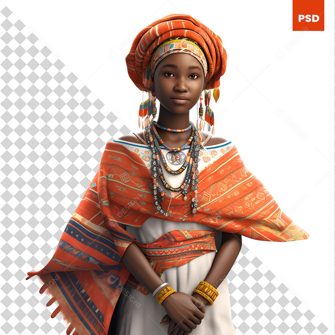 African Woman 3D Character For PSD Composition