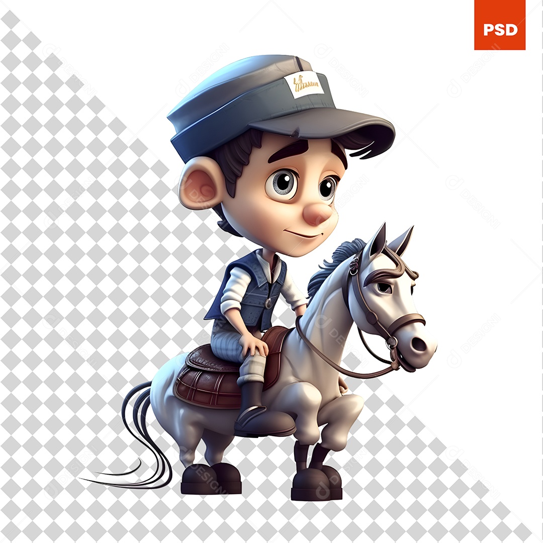 Garoto De Cavalo Personagem 3D Para Composição PSD