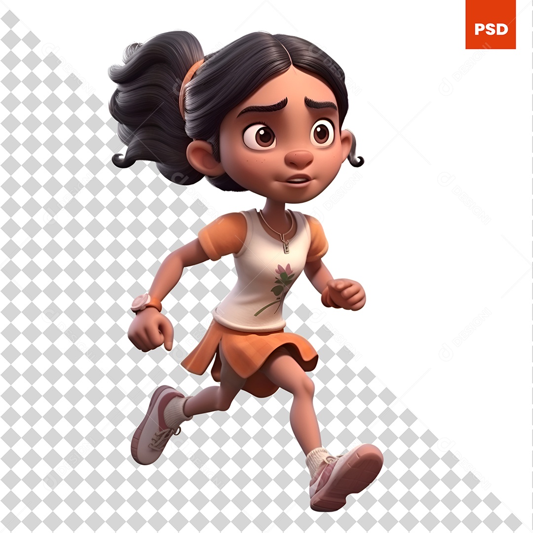 Garota Correndo Personagem 3D Para Composição PSD
