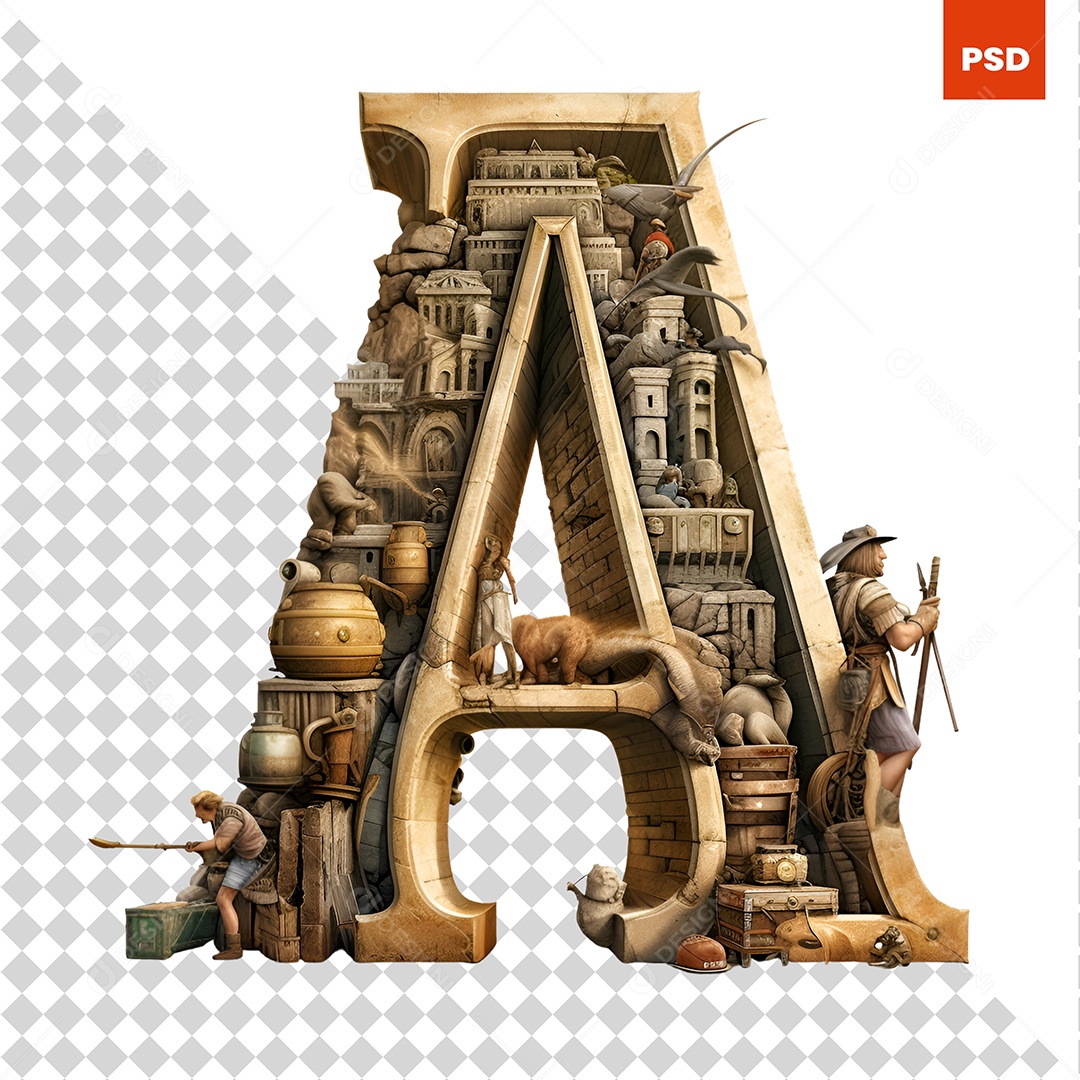 Letra A Maiúscula Para Composição PSD