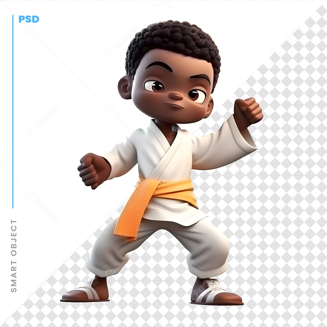 Garoto Lutador Personagem 3D Para Composição PSD