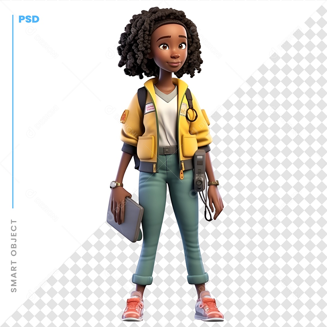 Garota Com Uma Mochila Personagem 3D Para Composição PSD