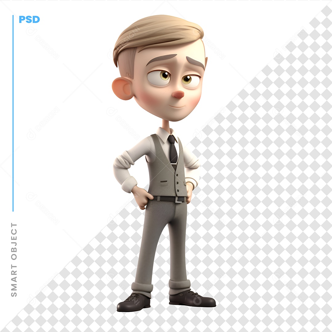Homem Bem Vestido Personagem 3D Para Composição PSD
