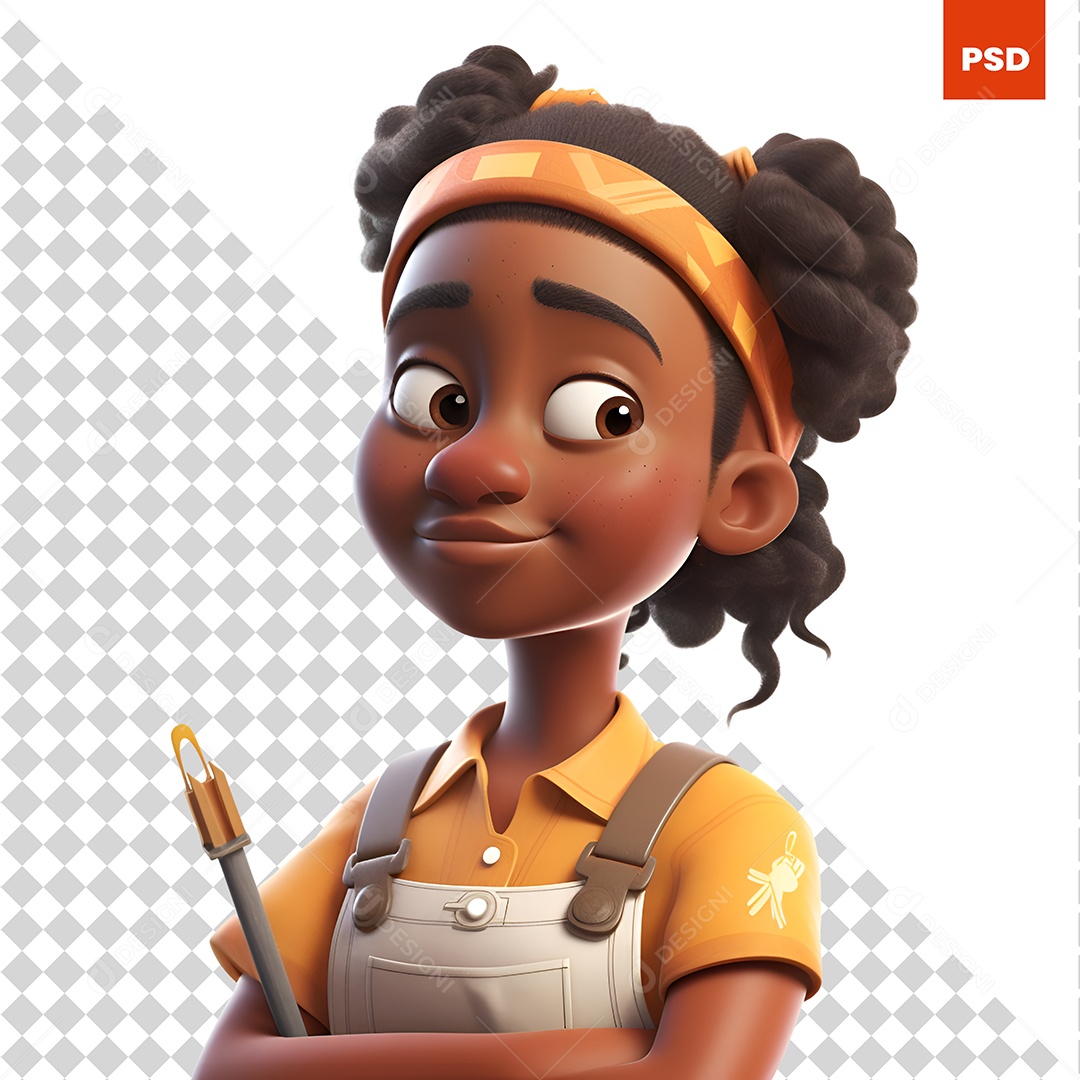 Garota Personagem 3D Para Composição PSD