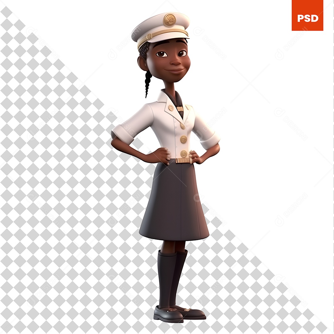 Garota Com Roupas Náuticas Personagem 3D Para Composição PSD