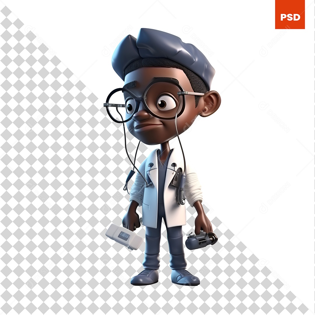 Medico Personagem 3D Para Composição PSD