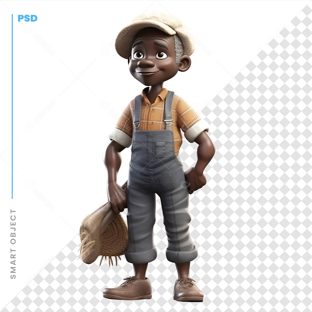 Fazendeiro Personagem 3D Para Composição PSD
