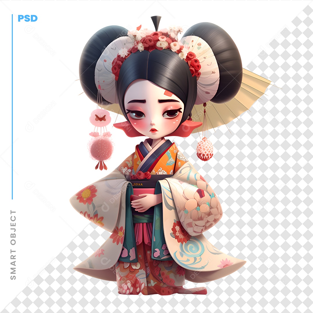 Chinesa Personagem 3D Para Composição PSD