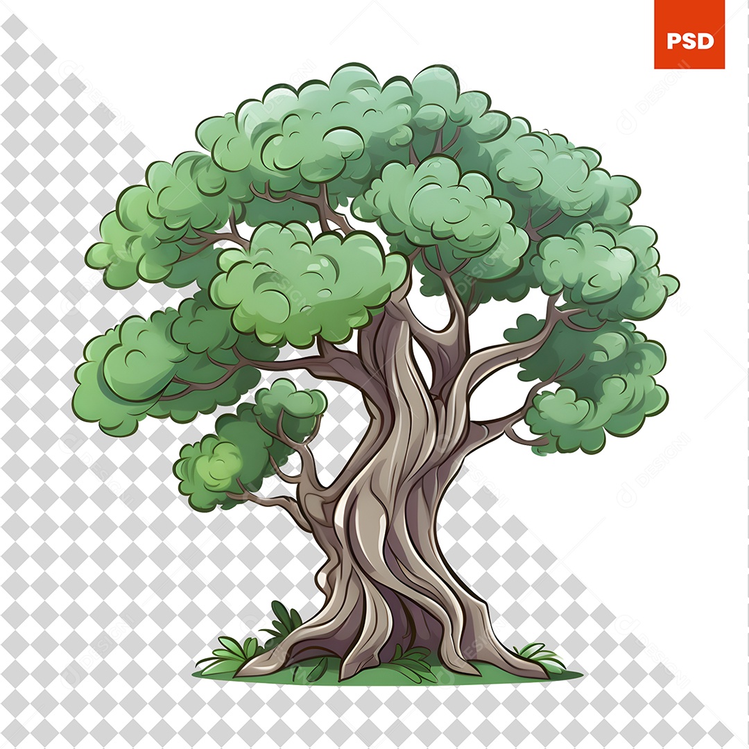 Ilustração de Uma Grande Árvore Verde PSD