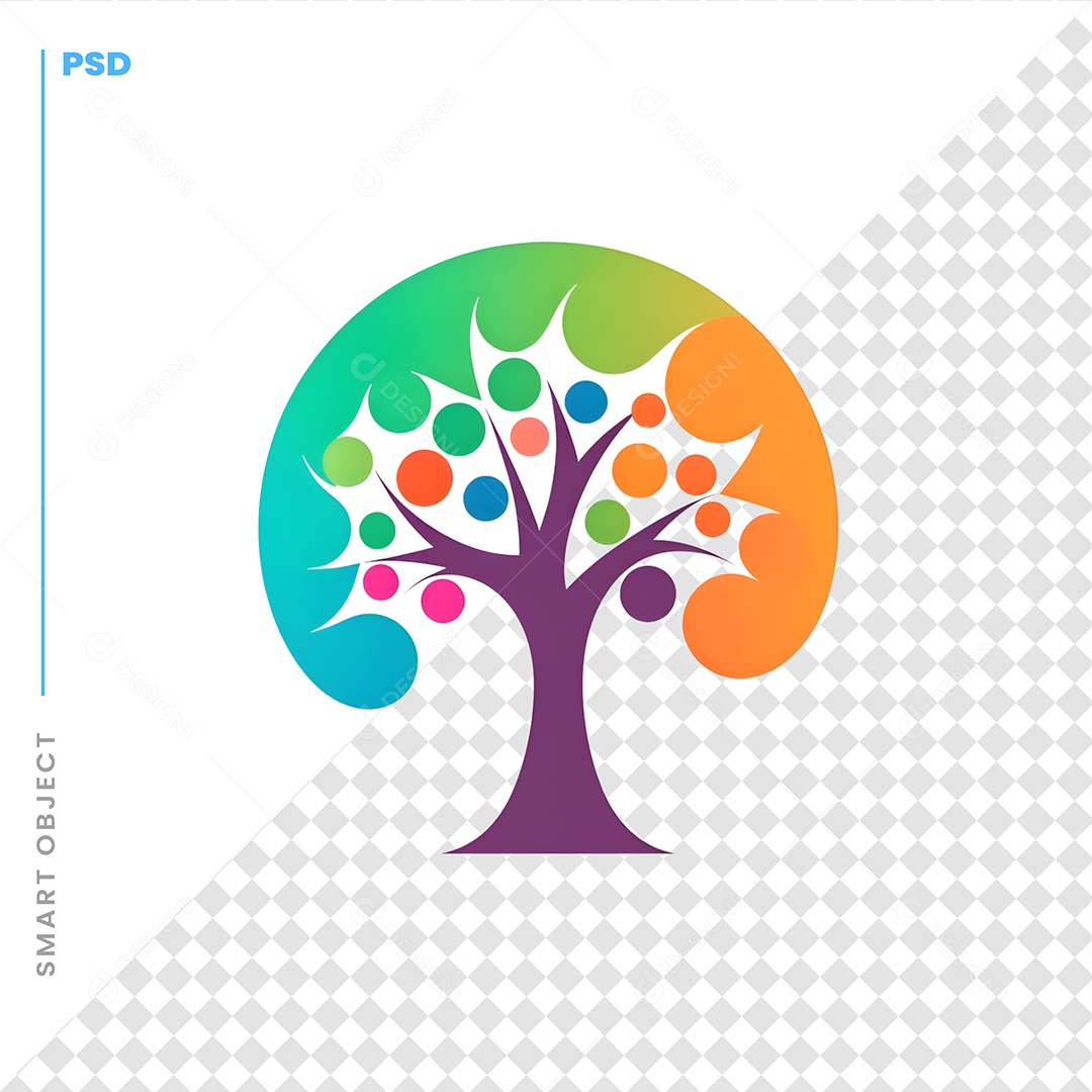 Logotipo de Árvore Colorida PSD