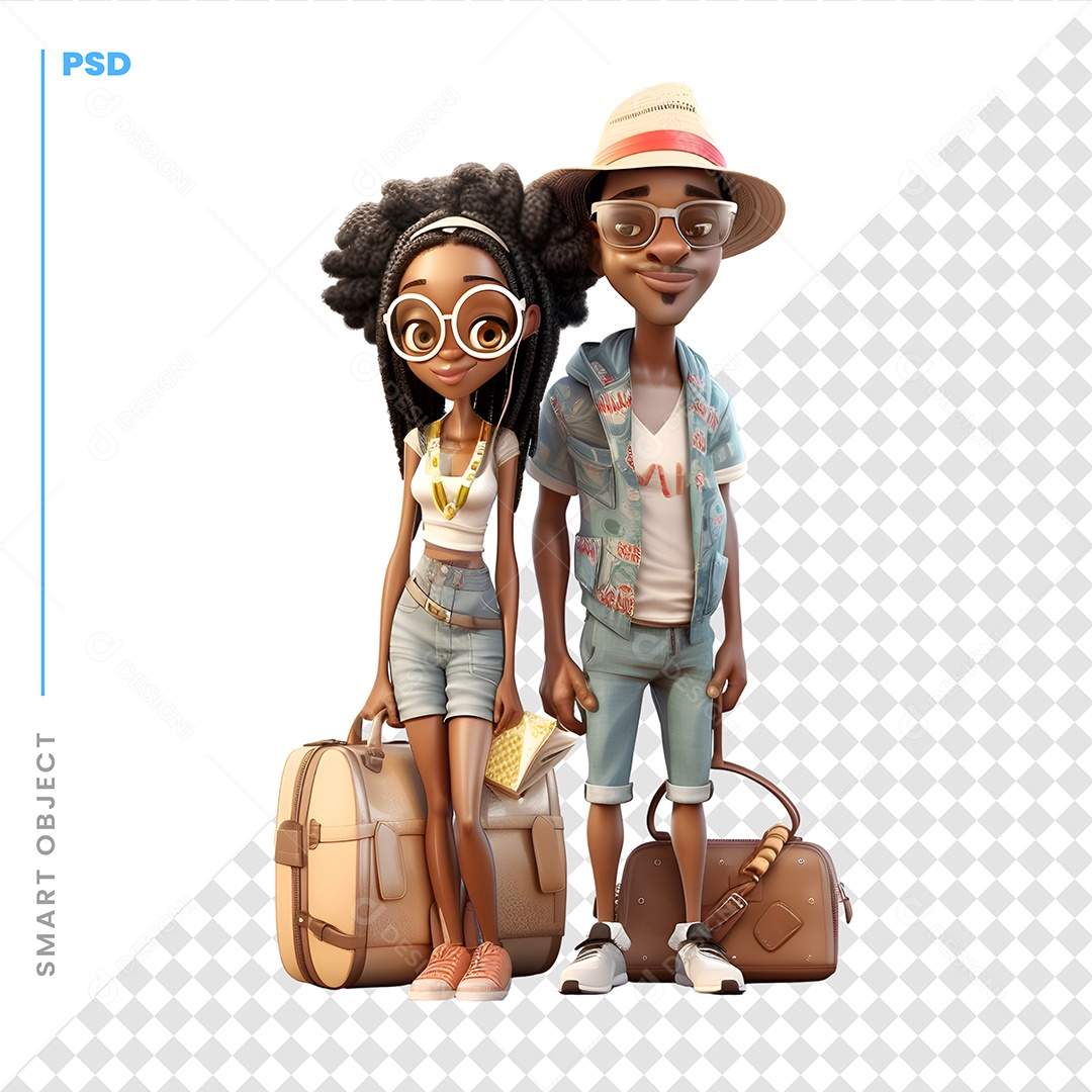Casal Personagem 3D Para Composição PSD