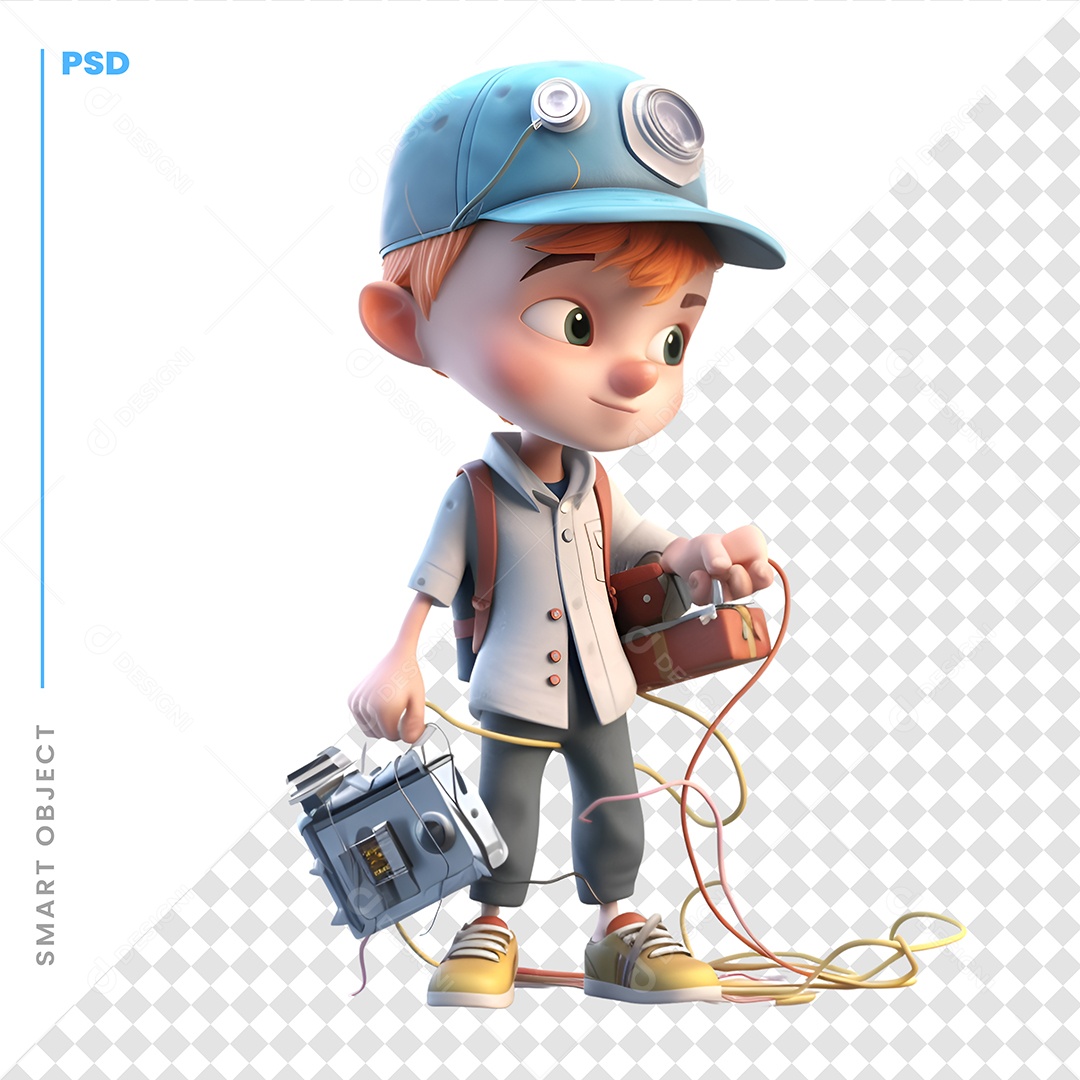 Eletricista Personagem 3D Para Composição PSD