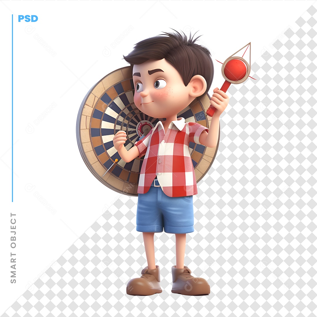 Garoto Segurando o Alvo Personagem 3D Para Composição PSD